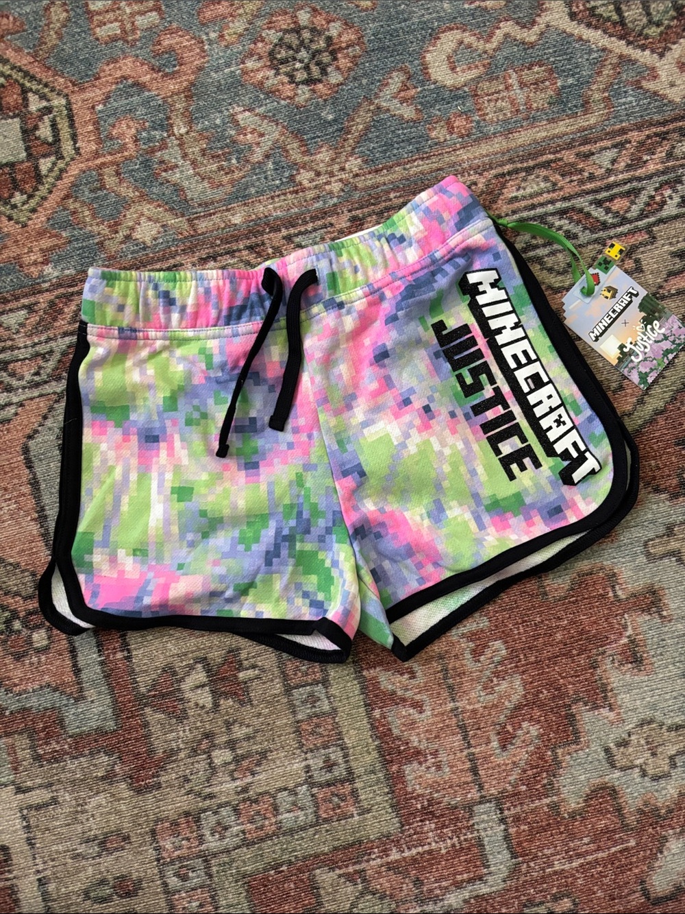 Minecraft Justice Girls' Pixel Print Active Shorts - Multicolor NWT